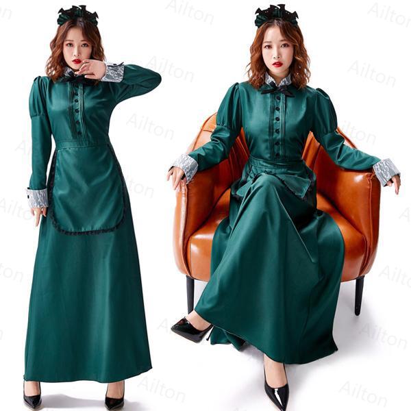 ハロウィン コスプレ衣装 コウモリ 吸血鬼 魔女 レディース ワンピース ロング丈 メイド服 女性用 巫女..