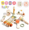 おもちゃ 知育玩具 木製楽器 7点入り 木製玩具 男の子 女の子 ベビーおもちゃ がらがら 鉄琴 ビーズコースター マラカス シェーカー モンテッソーリ教育指先...