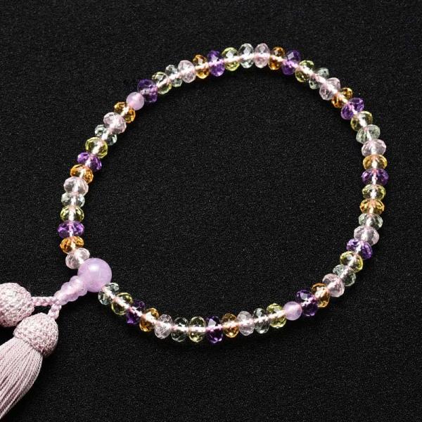 片手念珠・略式数珠本水晶に藤雲石女...