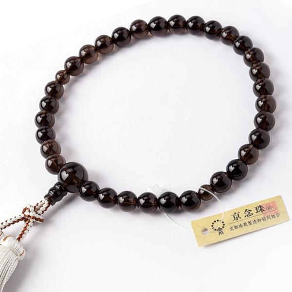 片手念珠・略式数珠茶水晶女性用玉径8ミリ