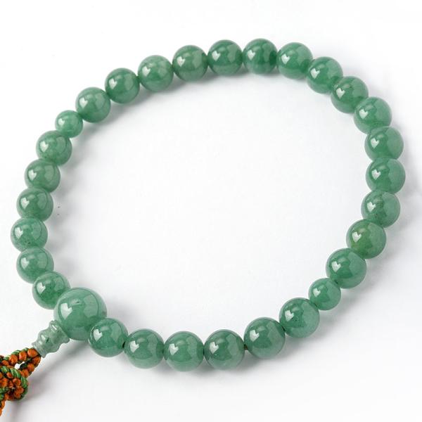 Jade - 片手念珠・略式数珠 印度翡翠 インドヒスイ 房は絹 男女両用