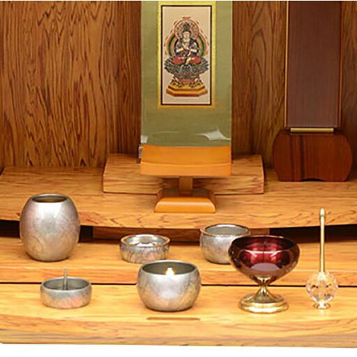 仏具セット ミニまる 5具足モダン かわいい おしゃれ モダン仏壇 ミニ 香炉 花立 花瓶 ローソク立 ろうそく立 仏器 茶器 茶湯器 5点セット