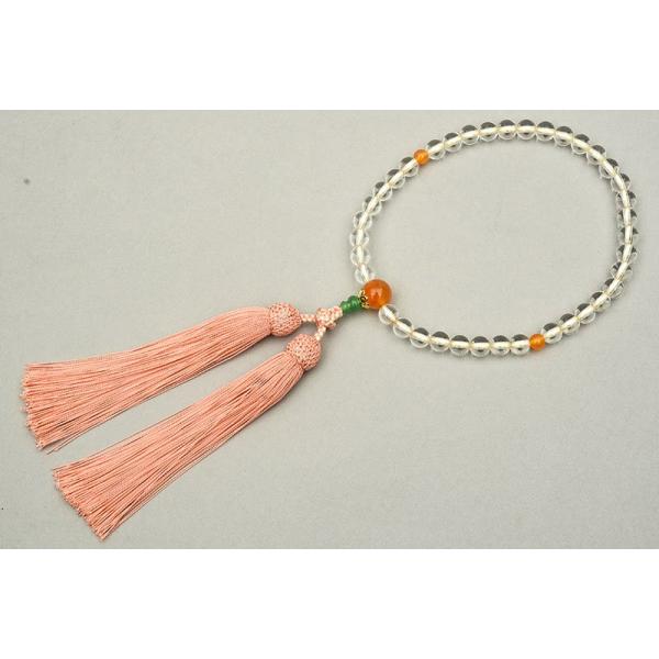 片手念珠・略式数珠 金蓮水晶 オレンジカルセドニー 女性用 桐箱入り 数珠 かわいい おしゃれ