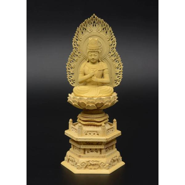 Boxwood - 仏像 ご本尊 御本尊 真言宗 柘植製 大日如来 座像 2寸 六角台座 火炎光背