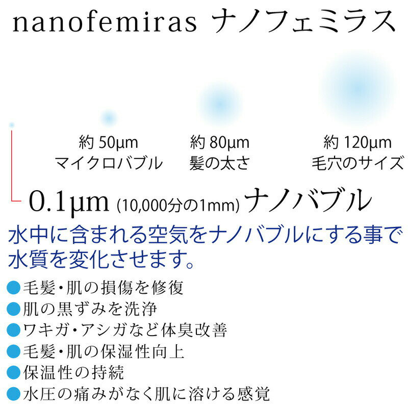 ナノフェミラスドロップミストナノバブルシャワーFMRS-W【塩素除去カートリッジ付属】