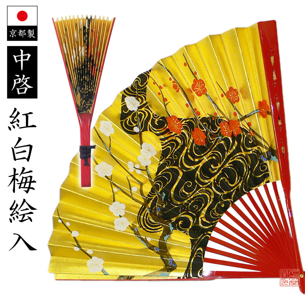 中啓　紅白梅絵入　朱塗骨【法衣　仏具　真宗大谷派　各宗派　法要】(3)