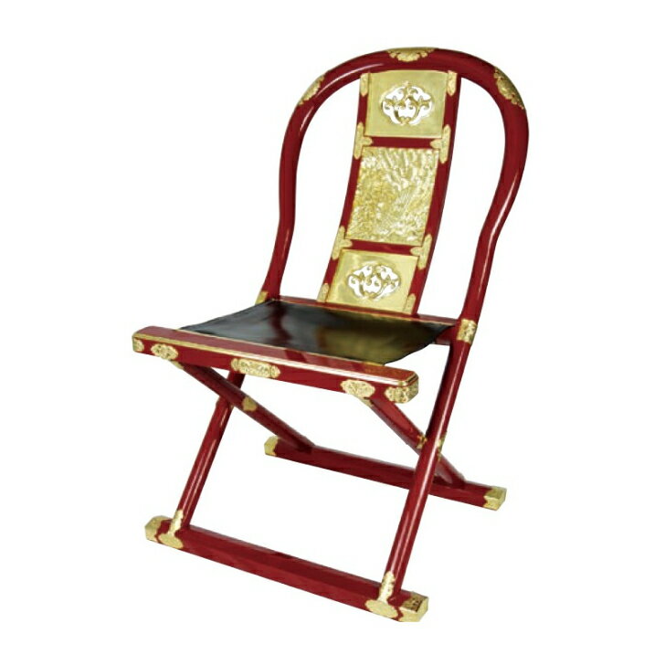 軽便曲録　朱塗本金箔押　折畳式【寺院　仏具　法要　本堂　お寺　寺院用椅子】