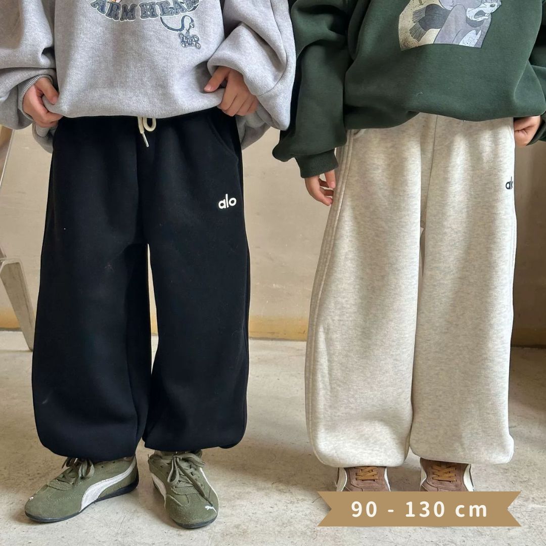ベビー キッズ 裏起毛 スウェットパンツ ワイド ズボン 男女兼用 あったか 防寒 冬服 カジュアル 通園 通学 韓国子供服 無地 シンプル おしゃれ ボトムス 90 100 110 120 130