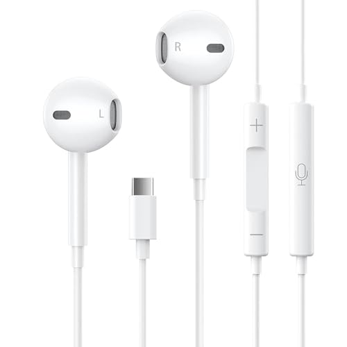 タイプc イヤホン 有線 iPhone 15 イヤフォン HIFI透明な音質 重低音 マイク付き 通話対応 音量調整 通話可能 対応 iPhone 15/15 Pro/15 Plus/15 Pro Max/Galaxy Xperia Pixel iPad air4対応