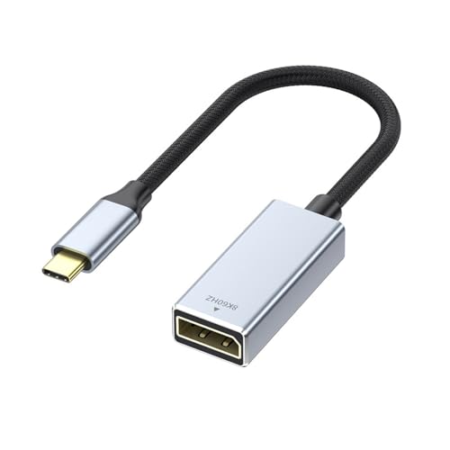 ALLVD 8K USB Type C to Displayport メス 変換アダプタ 採用 8K解像度 8K@60Hz DisplayPort 規格 HDR アルミ製 USB C対応 USB タイプC オス DP メス変換 MacBook， Galaxy S20, S10などType-C搭載 デバイスに適用 （25CM グレー）