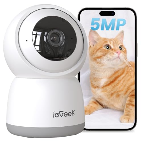 360°自動定期見回り・500万画素ペットカメラ 見守りカメラ ieGeek 可上下自動追尾 レンズのオフ可能 遠..