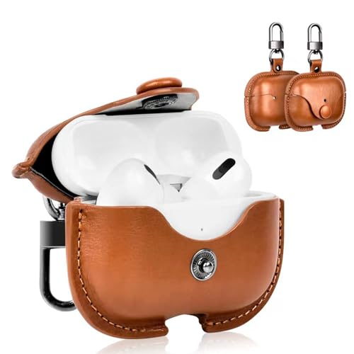 YAODLE AirPods Pro ケース 第2世代 エアーポッズプロ ケース 本革 イタリアンレザー エアーポッズプロ用 カバー 高級 本革 PU革 全面保護 耐衝撃 ワイヤレス充電対応 前面LEDランプが見