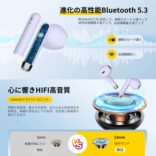 最新型Bluetooth5.3技術 bluetooth イヤホン ワイヤレスイヤホン bluetooth 瞬時接...