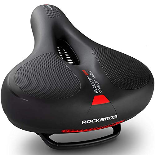 楽天Historia　楽天市場店ROCKBROS（ロックブロス）自転車 サドル 超肉厚 痛くない 低反発 サドルクッション 衝撃吸収 穴開き 通気 ソフト 防水 バック反射テープ クロスバイク マウンテンバイク ママチャリ （レッド）
