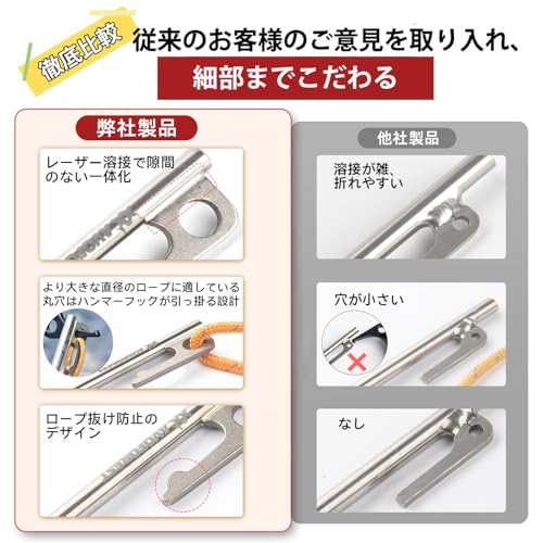 新開発AVOFOREST ペグ チタン製 チタンペグ レーザー一体化溶接 反射材入り 固定ロープ付き 超軽量 高強度 20cm/25cm/30cm/40cm 4本/6本/8本/16本セット テント用 タープ用 アウトドア/キャンプ 用品 岩場 砂浜 砂利 硬い土 草地 (30cmX historia-10002387 Historia 楽天市場店 サンプル画像2
