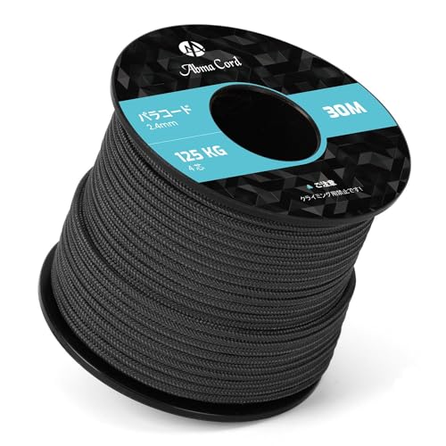 樂天商城 - Abma Cord パラコード 2.4mm タクティカルコード 30M 4芯 パラシュートコード275 ナイロンロープ 耐荷重125kg-ブラック