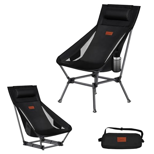 樂天商城 - DesertFox アウトドアチェア 2WAY キャンプ椅子 ローチェア 軽量 枕付き ハイバック 単品/セット独自開発のカップホルダー 耐荷重150kg コンパクト イス ロータイプ 収納袋付属 携帯便利 STG0098(ブラック，1)