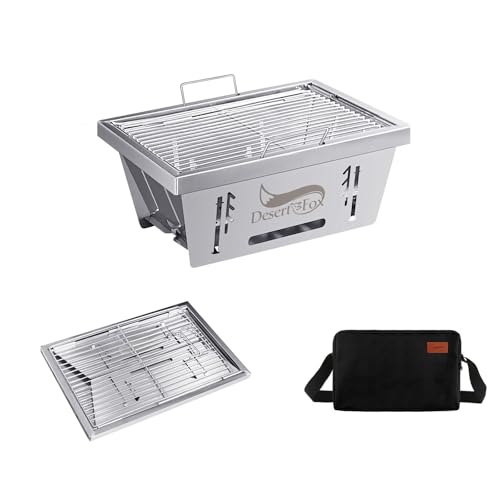 折り畳みコンロ バーベキュー コンロ igt コンロBBQグリル 焚き火台 igtテーブル用 三段階の高さ調節 ステンレス棒 2本 瞬時に展開 収納 ステンレス鋼 収納袋付き KJ (silver)