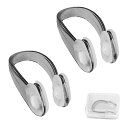 水泳用 ノーズクリップ 2個セット 鼻クリップ 鼻栓 スイム ジム プール アクセサリー トレーニング用 大人 子供 保護 軽量 収納ケース付 ブラック