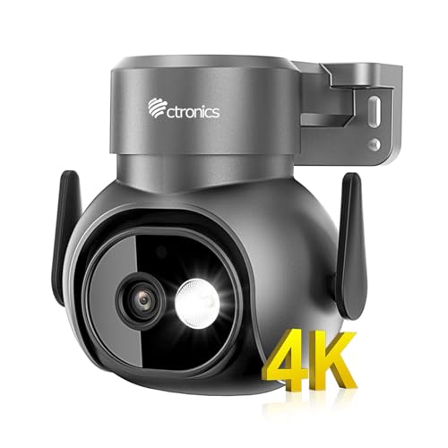 4K・車両検知・5GWi-Fi対応Ctronics 防犯カメラ 屋外 800万画素 監視カメラ AI人体検知 ペット検知 自動追跡 AI暗視機能 全日録画 スケジュール録画 256GBMicroSDカード対応 プリセット機能 プリキャプチャ 天井吊下げ 壁掛け 双方向会話 家族共有