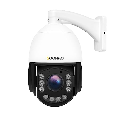 SOOHAO 防犯カメラ800万画素 4K 増設用 屋外 POE 有線 工業級PTZ 360°広角撮影 光学20倍ズーム 自動追..