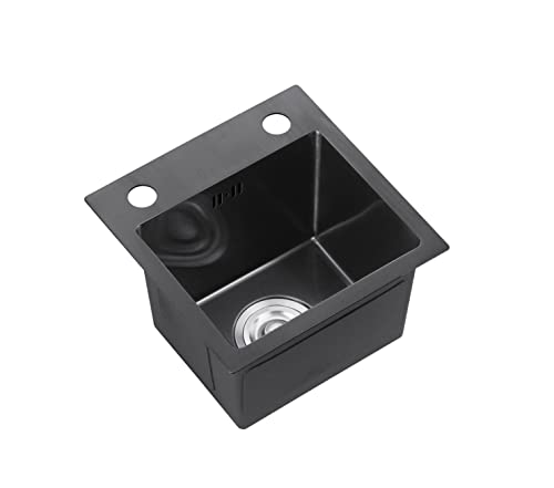 LUYI キッチンシンク 流し台 シンクセット 320x320x210mm ブラック (蛇口なく)