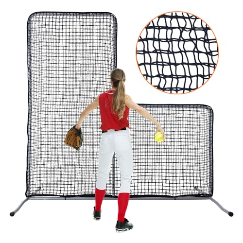 FLITURE 野球防球ネット 2.1x2.1m l字型 |野球練習ネット 野球ネット l字ネット 防護ネット 野球 投手 捕手保護ネット 野球フェンス 野球スクリーン 自宅練習 設置簡単 投手用ダブルネット