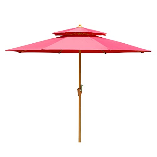 ガーデンパラソル パラソル 大型 ダブルトップ 風に強い アウトド (約)直径220/270cm×高さ250cm ハンド..