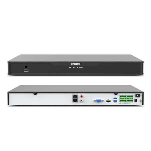 H.View 防犯録画機 NVRビデオレコーダー4K 8MP 最大32台増設可能 H.265デジタルレコーダー 防犯レコーダー スマホ遠隔監視対応 日本語システム 4つのHDDを装着可能（内蔵HDDなし）