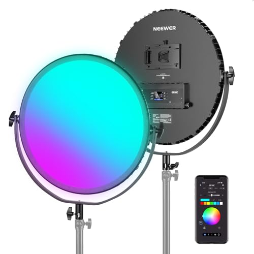 NEEWER GR18C RGB LEDリングライト パネルライト 65W ビデオライト 調光可能 超輝度 2500K-8500K 6000Lux/0.5m 高演色性 97+ RGBCW 撮影ライト Vバッテリー駆動 APP制御/18シーンモード付き 女優ライト