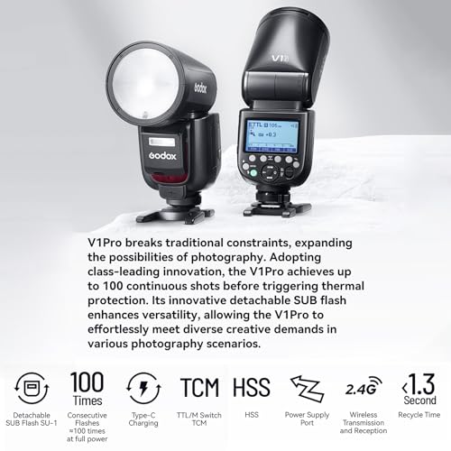 Godox正規代理GODOX V1Pro-F クリップオンストロボ フラッシュ スピードライ 富士フイルム用 サブフラッシュSU-1 1/8000S HSS 76WS 2.4G TTL Type-C （v1pro f）