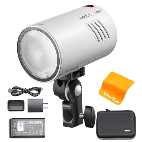Godox AD100Pro 100Ws TTL 2.4G HSS 1/8000s ポケット懐中電灯、7.2V/2600mAh リチウム電池、360 フル..