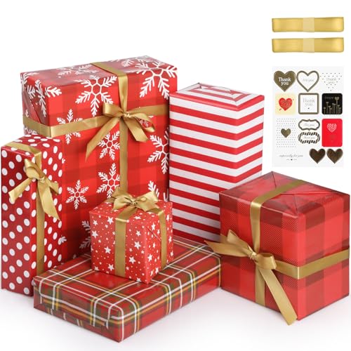 KIKISML 包装紙 ラッピングペーパー 6枚入り 新年/バレンタインデー/クリスマス お祝い プレゼント/ギフト包装 ラッピング用品 包装資材 50*70c...