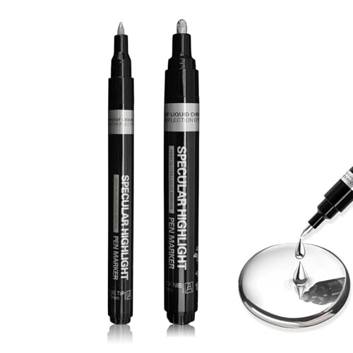 LKCCTK クロームメッキマーカーペン DIYハイライトペン 線幅0.7mm 3.0mm 防水 退色防止 耐摩耗 鏡面効果 強い光沢感 メタルマーカー 模型 補修用 塗り絵 ペイント用 2個セット