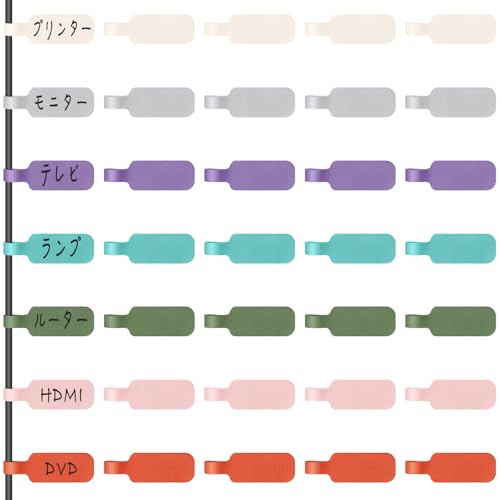 Trilancerケーブルコードラベル（大）ワイヤや身分証明書を整理、マルチカラーの手書きケーブルタグ、複数の用途があって再使用可能 – 35個