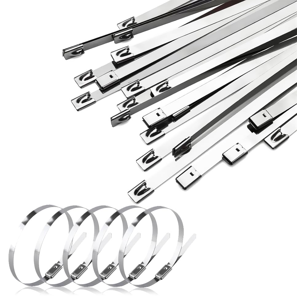 XIAOBUDING ステンレスケーブルタイ ボールロック式 4.6mm×250mm 20本セット 銀色