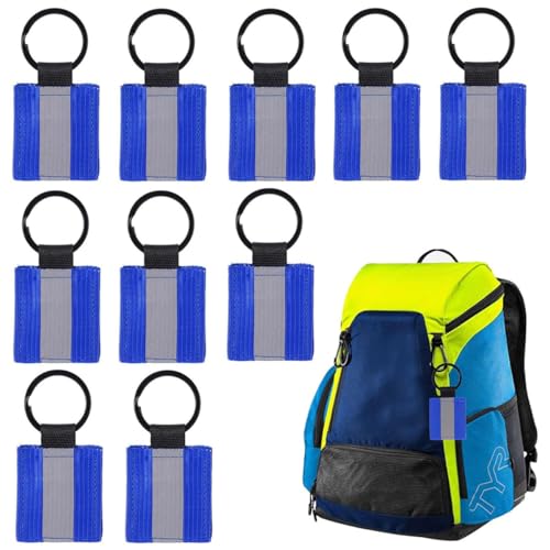 楽天Historia　楽天市場店Getrays 反射 キーホルダー ブルー10個セット両面反射 キーチェーン 反射板 安全リフレクター バッグチャーム アクセサリー 子供 大人 通学 通勤 ランニング ウオーキング 散歩 夜間反射 交通安全キーホルダー