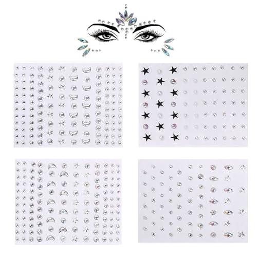Phyxiul ラインストーン 4枚セット フェイスシール キラキラ ラインストーン ラインストーンステッカー..