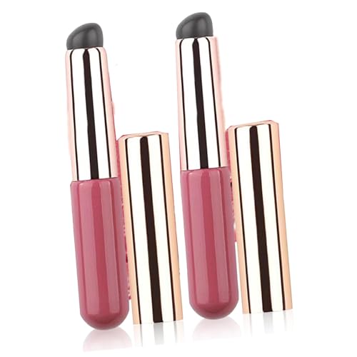 リップブラシ コンシーラーブラシ シリコン 2点セット メイクブラシ 口紅ブラシ アイシャドウブラシ 肌に優しく 正確で 自然で使いやすい フェイスシリコンコンシーラーブラシ メイクアップ メイク旅行(ワインレッド)