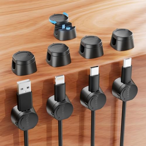 Maveek 9個セット 革新! 360°回転 磁気式 ツイストロック ケーブルホルダー ケーブルクリップ 片手操作可能 貼り付け 強力粘着 配線整理 配線収納 ケーブル管理 方向に限らず ケーブルスムーズ調整可能 コードオーガナイザー デスク周り 机 車 壁