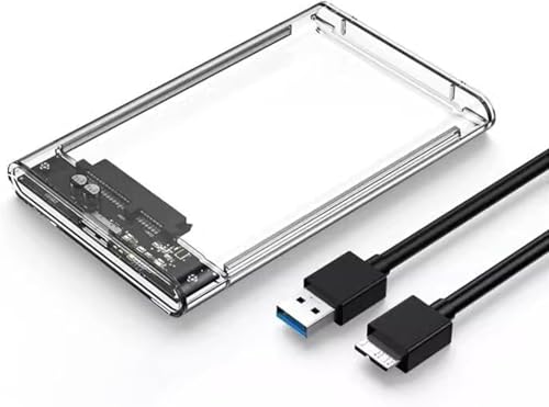 Generic 透明な2.5インチUSB 3.0 HDDケース、SATAポート対応、USB 3.0ケーブル付属 (すべすべした)