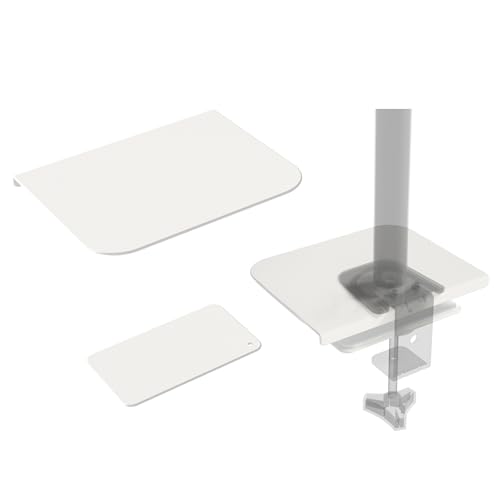 ERGOMAKER モニターアーム補強プレート モニターアーム固定 傷防止 デスク保護 保護シート 滑り止めシート付き 天板補強 取付部硬さ強化対策 (ホワイト)