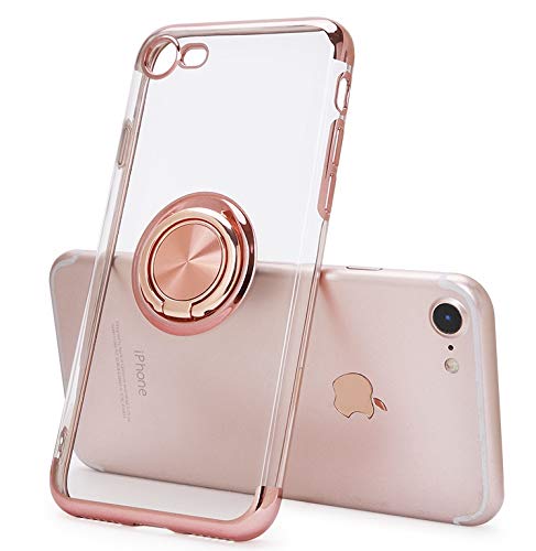 iPhone SE3 ケース クリア iPhone SE2 用 ケース リング付き スマホケース iPhone SE 第3/2世代 アイフォンSE3 透明 TPU ストラップホール付き iPhone 8 対応 クリアケース 耐衝撃 スタンド機能付き 360回転 車載ホルダー対応 一体型