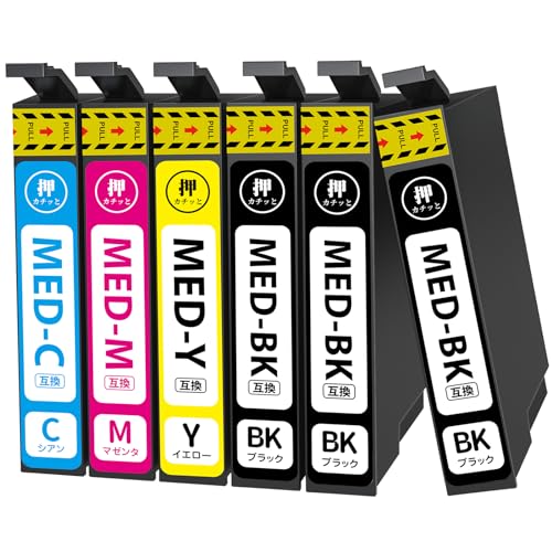 KONOink MED-4CL 互換インク 4色 6本パック（黒3本入り） 増量タイプ メダマヤキ エプソン用 インク ME..