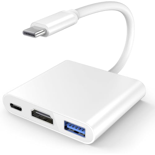 USB Type-C HDMI 変換アダプタ[4K 解像度] 3 in 1 HDMI変換タイプC/ 100W PD急速充電/USB 3.0高速伝送 for iPhone 15 16 Plus Pro Max シリーズ Galaxy S23 S22 S21 iPad Macbook その他USB-C機器対応 (ホワイト)