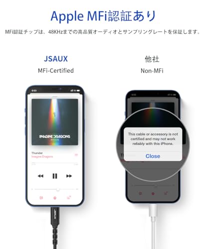 Apple MFi認証JSAUX aux ケーブル Lightning to 3.5mm HIFI音質 1.8m iPhone対応オーディオケーブル ヘッドフォン カーステレオ スピーカー ジャック ライトニング Aux コードiPhone14 Plus/Pro iPhone 13/13 mini/13 Pro/13 Pro historia-10008504 Historia 楽天市場店 サンプル画像3