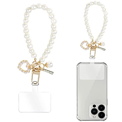 Straps - [Turkalla] スマホストラップ パールチェーン強化版・金属製D字バックル携帯ストラップ リストストラップ 腕掛け パール 可愛い iPhoneストラップ SGS認証 10G荷重量 丈夫 耐久性強化版 長さ調整可能 着脱簡単 紛失・忘れ物防止 全機種対応