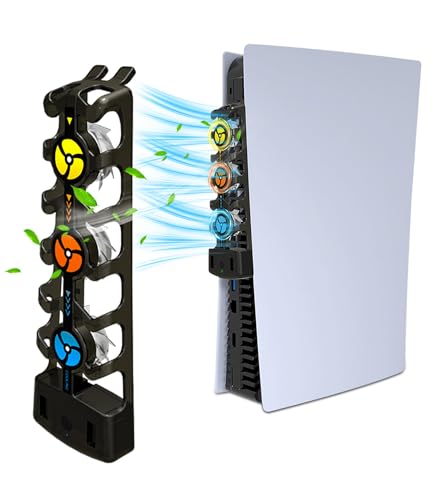 急速冷却版Tukebon 旧型 PS5冷却ファン 旧型PS5コンソール 放熱ファン 3段階風速調整 2つのUSB3.0ポート 急速放熱 ノイズなし LEDライト 装着簡単 PlayStation5用外付けクーラー 日本語説明書付き (ブラック)