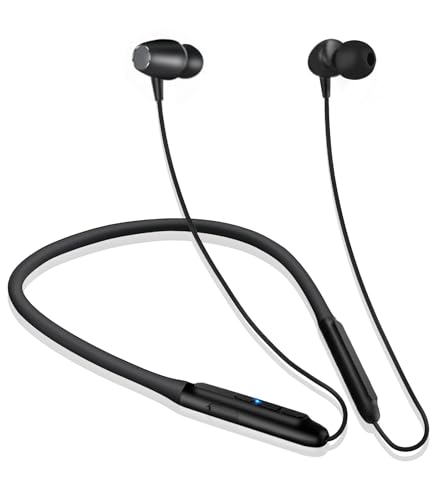 Bluetooth イヤホン ネックバンド型 首掛け ワイヤレスイヤホン ブルートゥース CVC8.0ノイズキャンセリング Type-C急速充電 Hi-Fi音質 Bluetooth ネックバンド 自動ペアリング ハンズフリー通話 IPX7防水 超軽量 技適認証済 ブラック