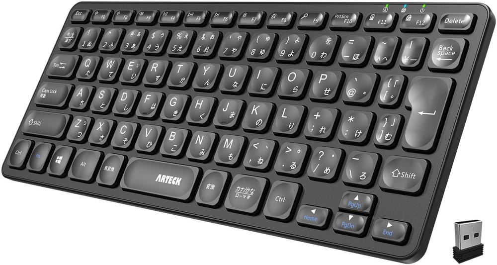 Arteck 2.4Gワイヤレス キーボード 無線 軽量 フルサイズ メディア機能 ホットキー コンピューター、デ..